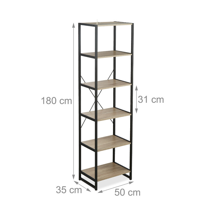 Relaxdays Standregal Industrial mit 6 Etagen