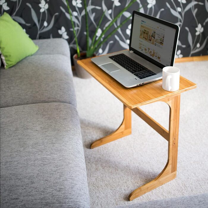 Relaxdays Laptoptisch Bambus H x B x T: ca. 62,5 x 60 x 40 cm Beistelltisch als auch als Notebook-Couchtisch aus Holz mit praktischer Ablage und optimaler Arbeitshöhe aus hochwertigem Bambus, natur