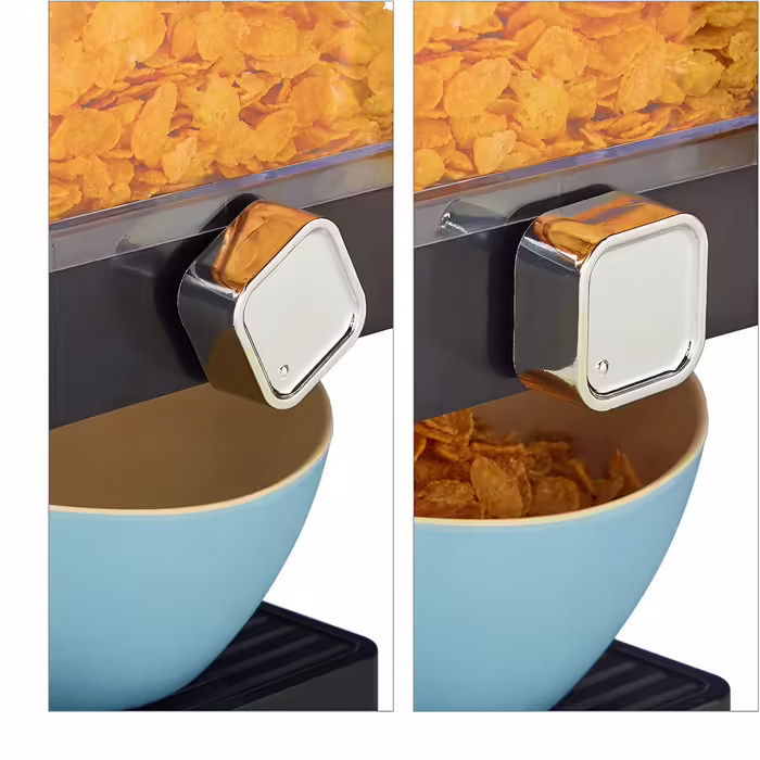 Relaxdays Müslispender doppelt, Cerealienspender für Müsli, Cornflakes, Süßigkeiten, Snackspender Kunststoff, schwarz