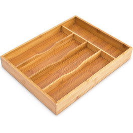 Relaxdays Besteckkasten 4,5x25,5x34cm Bambus 5 Fächer Schubladenorganizer Holz, natur (max. 50 Zeichen)
