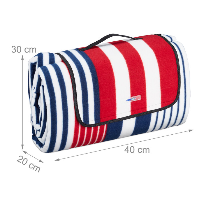 Relaxdays XXL Picknickdecke 200x300 cm gestreift