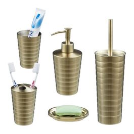 Relaxdays 5-tlg. Badezimmer Set Edelstahl gold
