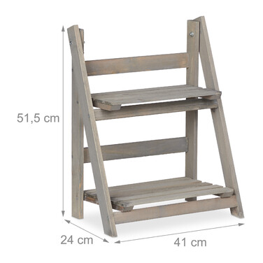 Relaxdays Blumentreppe Holz grau