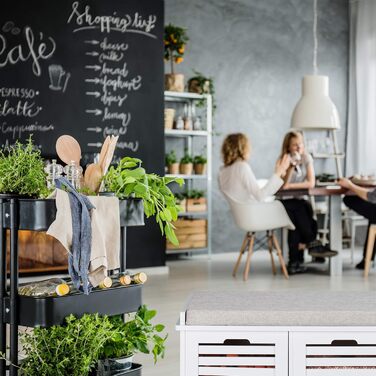 Relaxdays Sitzbank mit Stauraum, 3 Körbe & Sitzkissen, Landhausstil, 44x105x35 cm, weiß