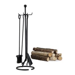 Relaxdays Kaminbesteck 5-teilig schwarz