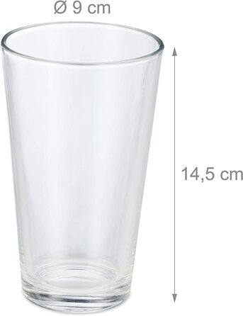 Relaxdays 18er Set Trinkgläser, dickwandige Wassergläser, schlichtes Design, spülmaschinenfest, 500 ml, transparent