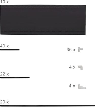 Relaxdays Schuhregal Stoff, HBT: 175,5x100x29 cm, für 50 Paar Schuhe, 10 Etagen, Stecksystem, XXL Schuhgestell, schwarz