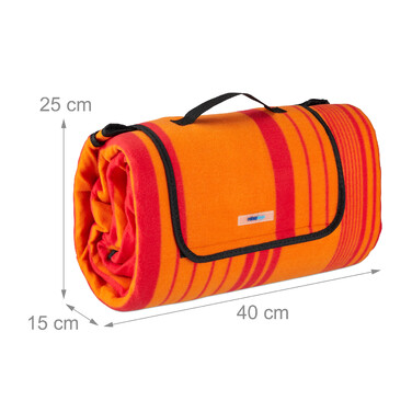 Relaxdays Picknickdecke 200x200cm orange gestreift