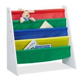 Relaxdays Bücherregal für Kinder mit Stofffächern