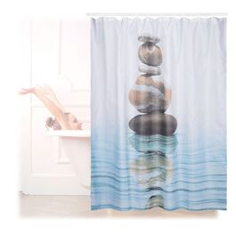 Relaxdays Duschvorhang Steine auf Wasser 180x180cm