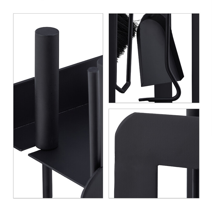 Relaxdays 5-teiliges Kaminbesteck in Schwarz