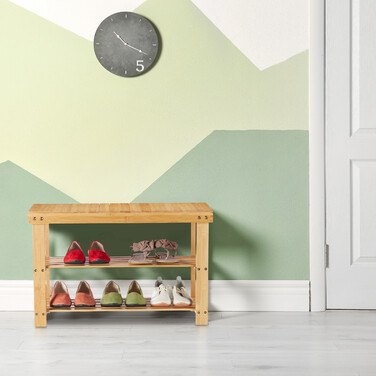 Relaxdays Schuhregal Bambus mit Sitzfläche