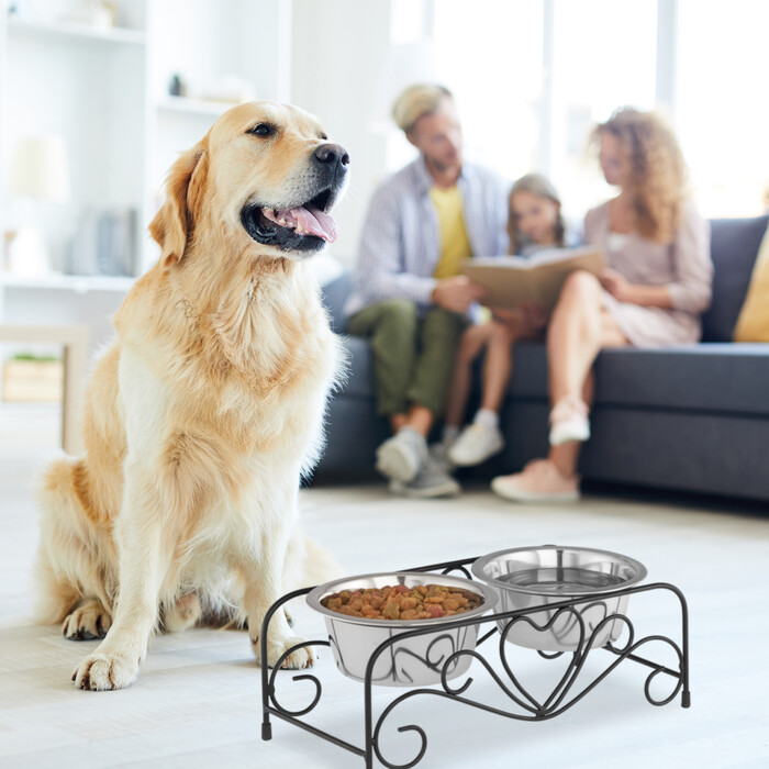 Relaxdays Hunde Napfset mit Halterung