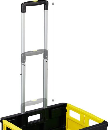 Relaxdays Einkaufstrolley klappbar, Teleskop-Griff, 2 Gummi Rollen, bis 35 kg, Shopping Trolley, Aluminium, ABS, gelb