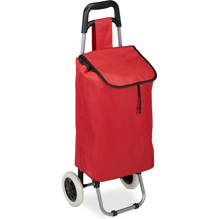 Relaxdays Einkaufstrolley klappbar, Abnehmbare Tasche 28 L, Einkaufswagen mit Rollen HxBxT: 92,5 x 42 x 28 cm, (Rot)