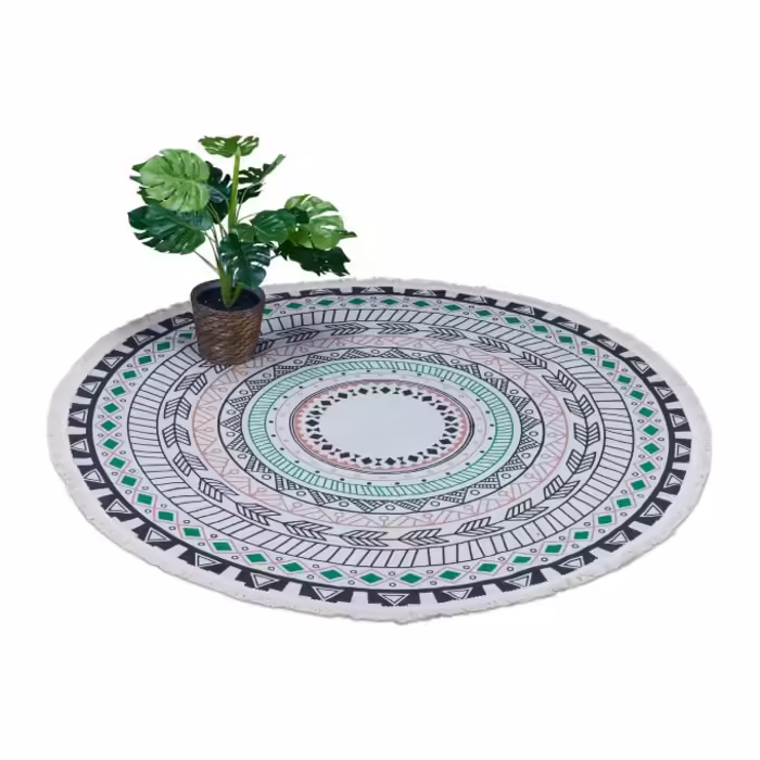 Relaxdays Runder Teppich mit Mandala-Design