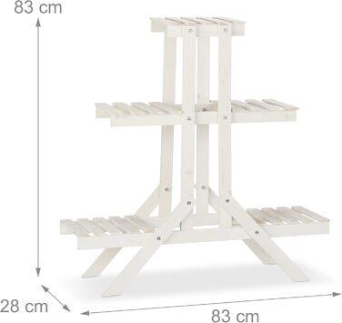 Relaxdays Blumentreppe Holz, 3 Stufen, 5 Ablagen, Shabby Chic, HBT: 83x83x28 cm, Weiß