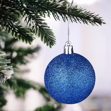 Relaxdays Weihnachtskugeln 101er Set, Kunststoff, Baumdeko mit Kugeln & Spitze, rosa/weiß (Blau)
