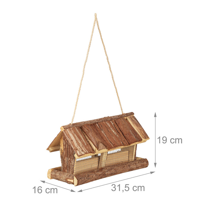 Relaxdays Vogelfutterhaus mit Rinde
