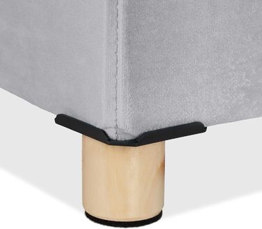 Relaxdays Sitzbank mit Stauraum, Samt, Holzfüße, 120 kg, faltbar, 34x76x38 cm, Hellgrau