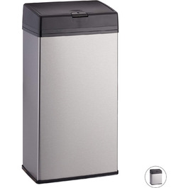 Relaxdays Kosmetikeimer Edelstahl, Mülleimer für Küche & Bad, leichtgängige Push-Funktion, Badmülleimer, 6 Liter, silber