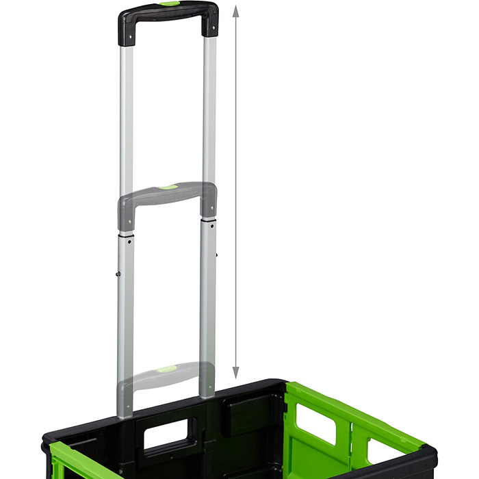 1 x Einkaufstrolley klappbar, Teleskop-Griff, 2 Gummi Rollen, bis 35 kg, Shopping Trolley, Aluminium, ABS, (Grün, Einkaufstrolley klappbar)