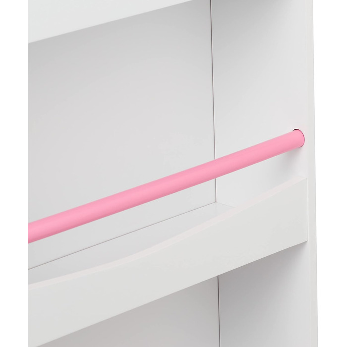 Relaxdays Bücherregal Kinder, HxBxT: 124 x 50,5 x 15 cm, 4 Fächer, MDF, Kinderbücherregal mit Schwan-Motiv, weiß/rosa