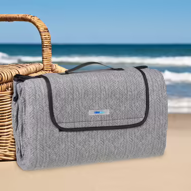 Relaxdays Graue Picknickdecke Fleece