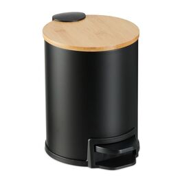 Relaxdays Bad Mülleimer 3 l mit Bambusdeckel