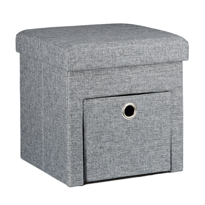 Relaxdays Faltbarer Sitzhocker Leinen mit Fach