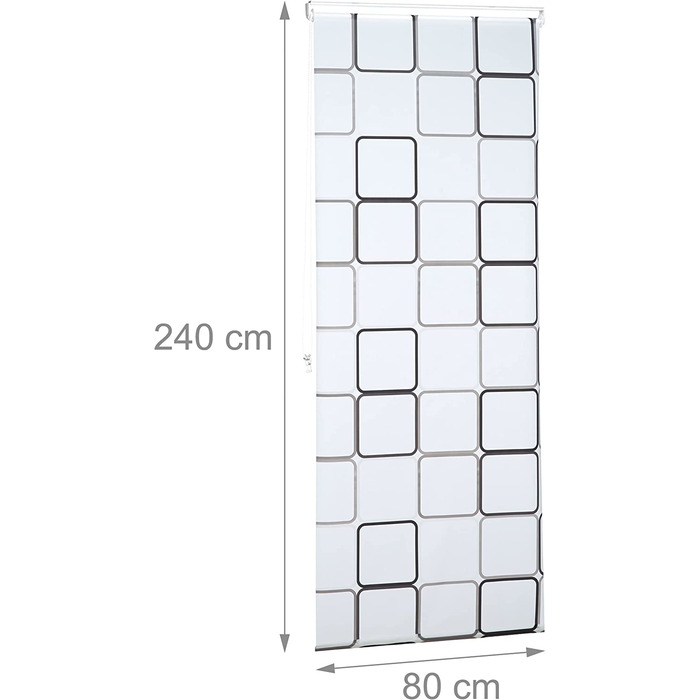 Relaxdays Duschrollo Square, wasserabweisend, Retro Badrollo Wanne u. Dusche, Deckenmontage, 80x240 cm, semitransparent