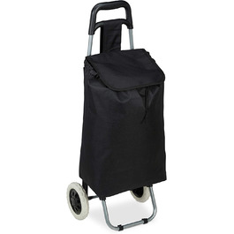 Relaxdays Einkaufstrolley klappbar, Abnehmbare Tasche 28 L, Einkaufswagen mit Rollen HxBxT: 92,5 x 42 x 28 cm, schwarz