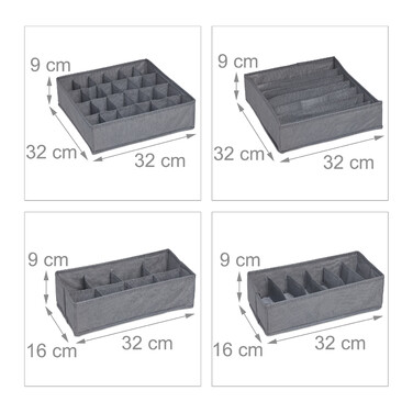 Relaxdays 4 tlg. Unterwäsche Organizer Set