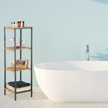Relaxdays Quadratisches Regal Bambus und Stahl