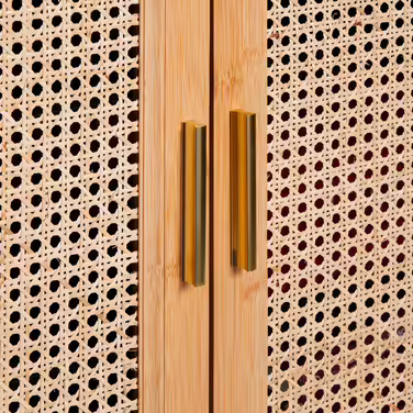 Relaxdays Sideboard mit 2 Rattan-Türen