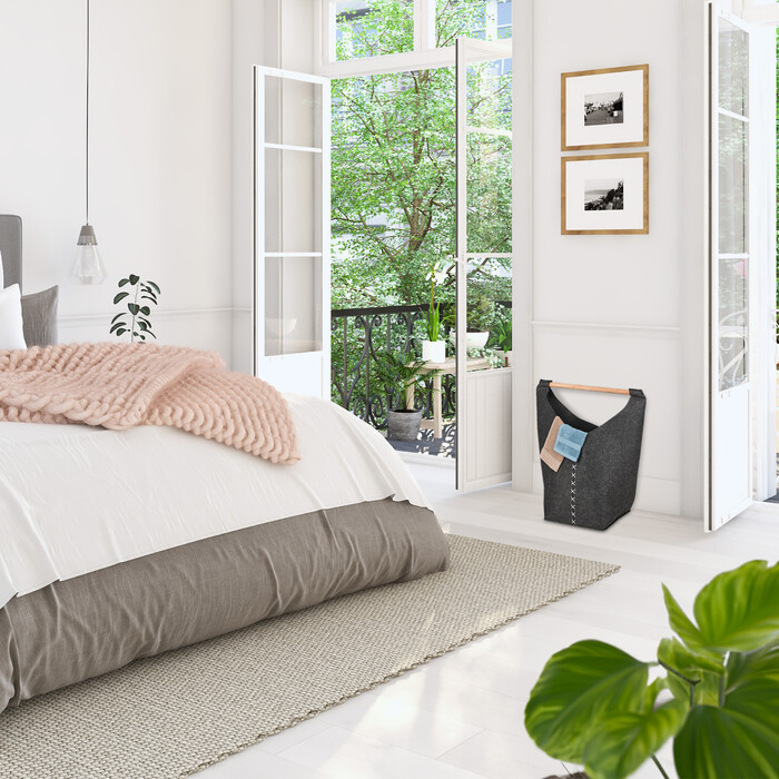 Relaxdays Tragbarer Wäschesammler aus Filz