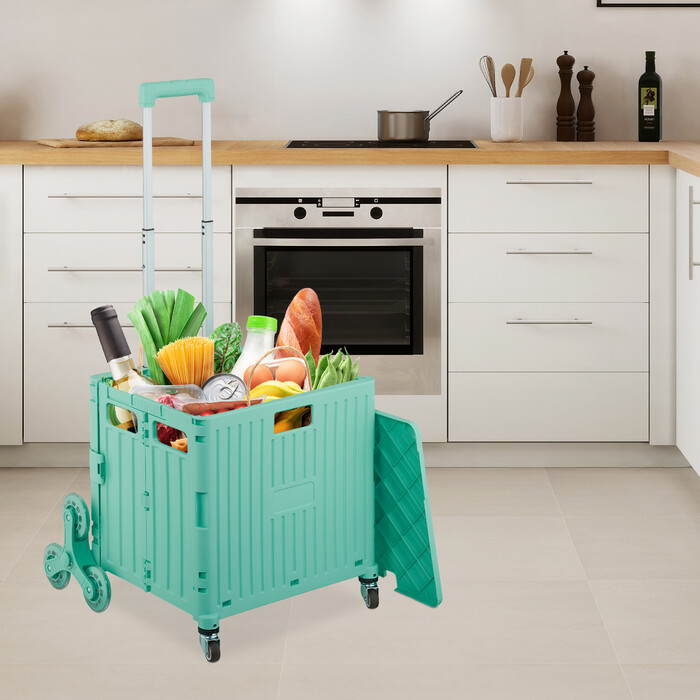 Relaxdays Einkaufstrolley klappbar + Deckel 8 Rad