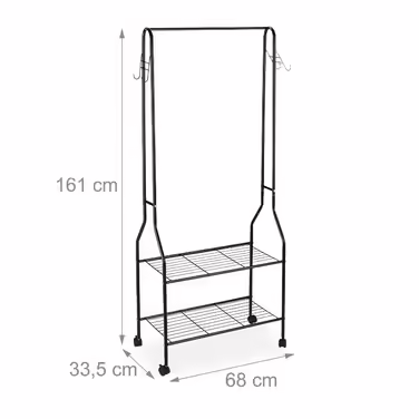 Relaxdays Rollgarderobe mit Ablage & Haken