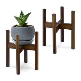 Relaxdays Pflanzenständer 2er Set dunkelbraun