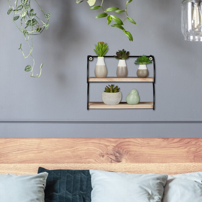 Relaxdays Wandregal Industrial 2 Ablagen