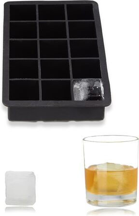 Relaxdays Eiswürfelform, 3,5 cm, BPA-frei, Cocktails, 3,5x19,5x12,5 cm, schwarz (50 Zeichen)