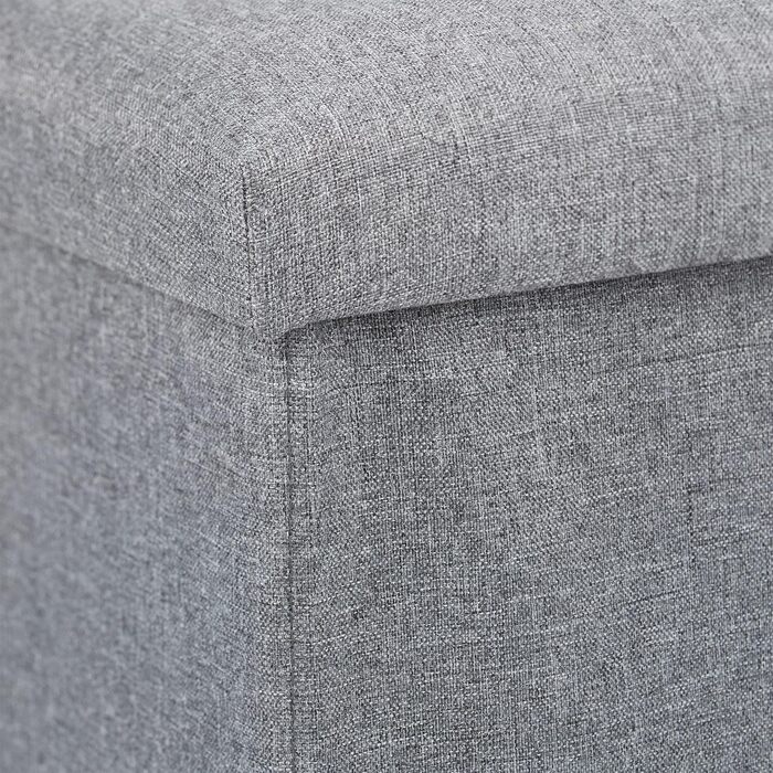 Relaxdays Sitzhocker mit Stauraum, faltbar, gepolstert, 37x37,5x37,5 cm, 1 Stück, Grau