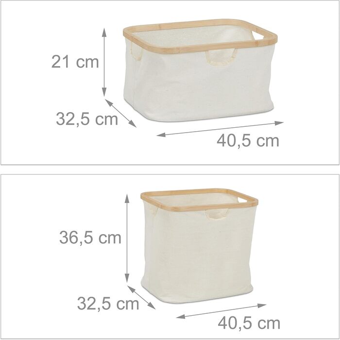 Relaxdays Wäschekorb Regal, Bambus, 2 Fächer, 85x44x33 cm, Badregal mit Wäschesammler, natur/beige