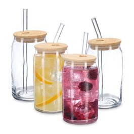 Relaxdays Trinkgläser mit Bambusdeckel 4er Set