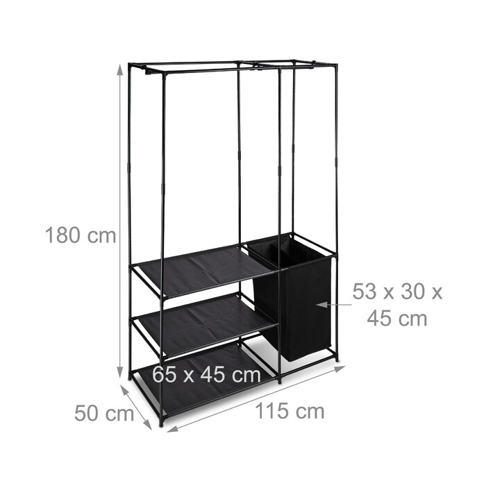 Relaxdays Offener Kleiderschrank mit Wäschekorb