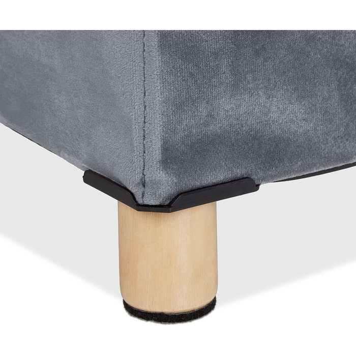 Relaxdays Samthocker mit Stauraum, Tablett, Holzbeine, eckig, HBT: 35x38x38 cm, Holz (Hellgrau)