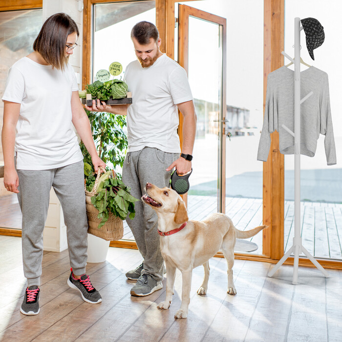 Relaxdays Garderobenständer Buchenholz