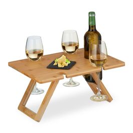 Relaxdays Eckiger Picknick Weintisch aus Bambus