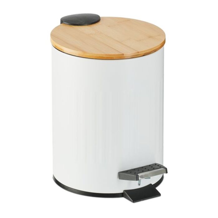 Relaxdays Bad Mülleimer 3 l mit Bambusdeckel