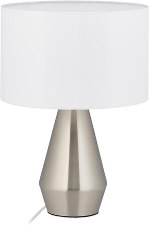 Relaxdays Tischlampe Touch dimmbar, moderne Nachttischlampe, HxD: 40 x 29 cm, E27, Tischleuchte mit Schirm, (Silber/Weiß)